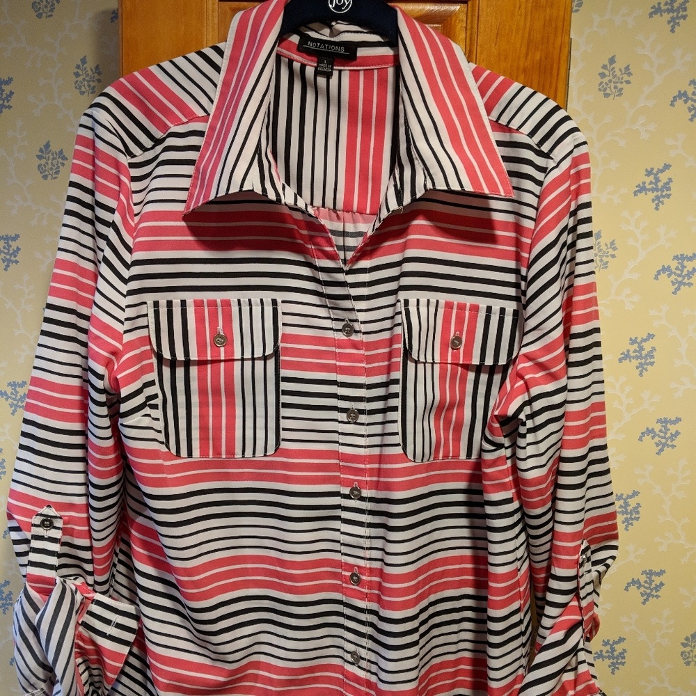 Striped button down blouse